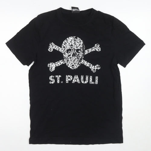 St. Pauli Men's Black Graphic Skull T-Shirt, Size S, Short Sleeve
