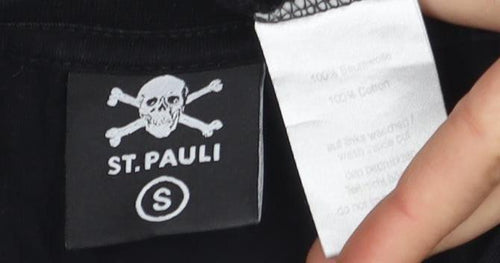 St. Pauli Men's Black Graphic Skull T-Shirt, Size S, Short Sleeve