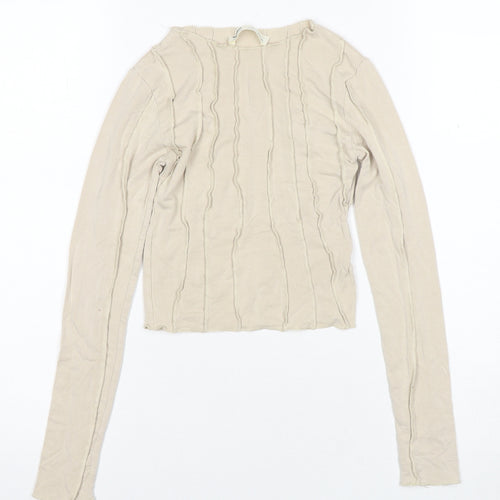 Pull&Bear Women's Beige Long Sleeve Blouse - Size S