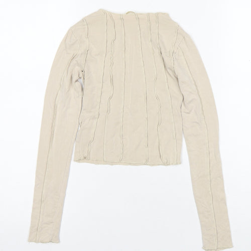 Pull&Bear Women's Beige Long Sleeve Blouse - Size S