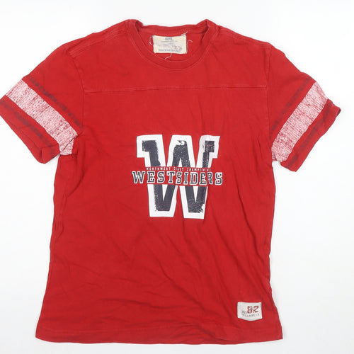 XDYE Men's Red Graphic T-Shirt - Small, Sports Style