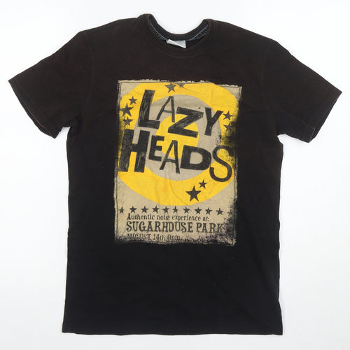 Lazy Heads Men's Black Music T-Shirt, Size S, Crew Neck