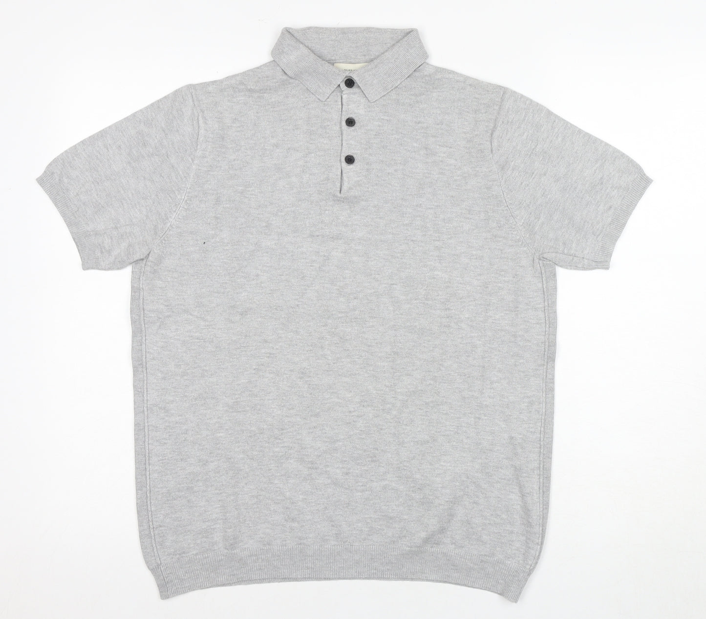 River Island Men's Grey Polo Shirt M Short Sleeve Casual