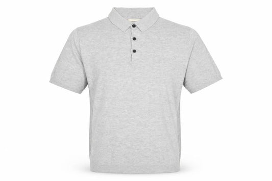 Front view of River Island Men's Grey Polo Shirt M Short Sleeve Casual