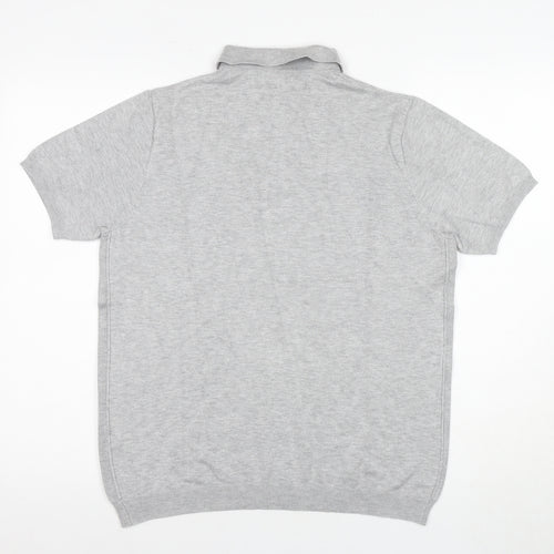 River Island Men's Grey Polo Shirt M Short Sleeve Casual