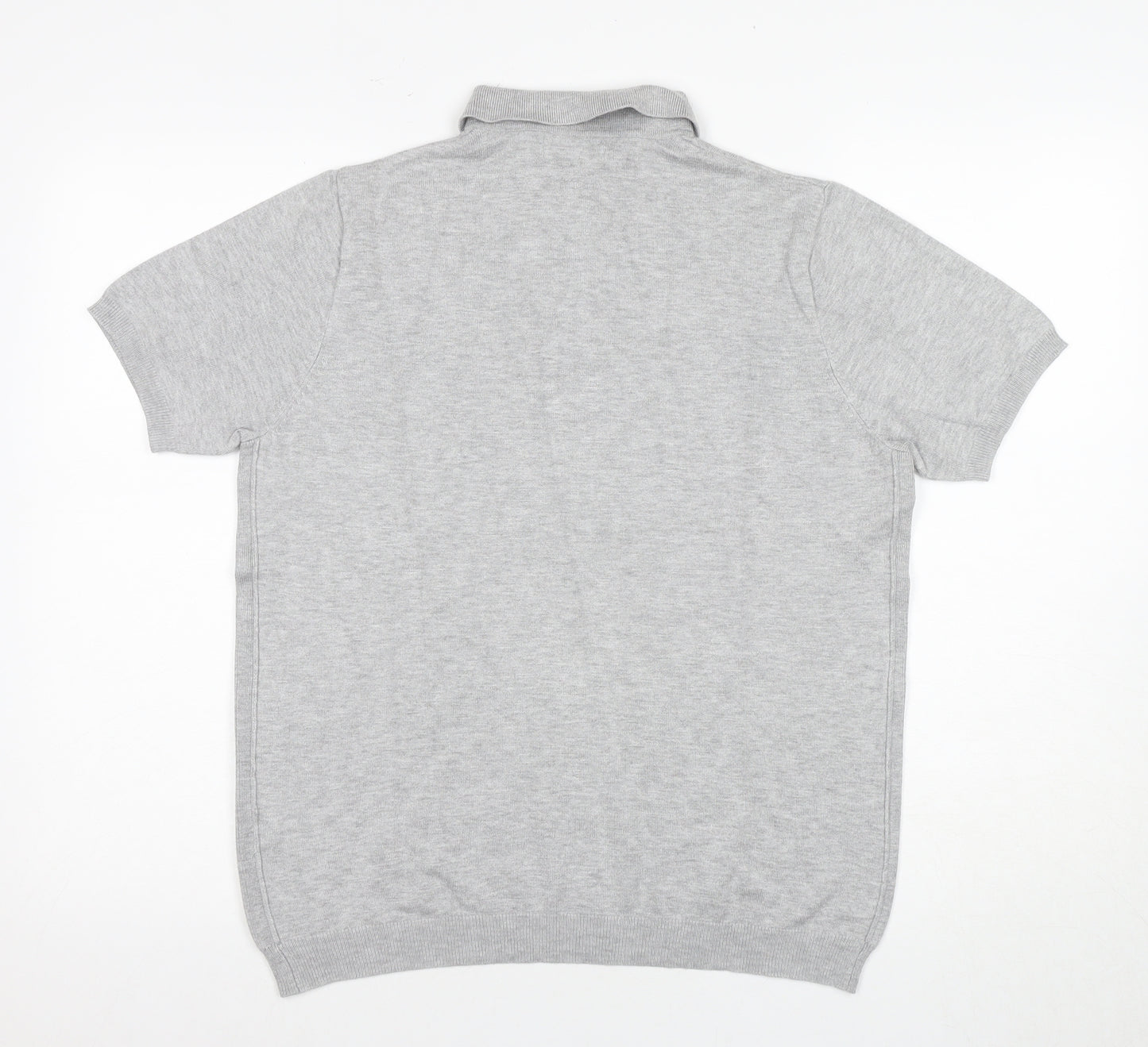 River Island Men's Grey Polo Shirt M Short Sleeve Casual