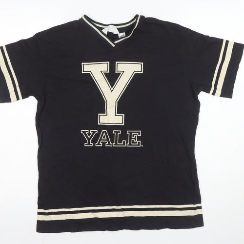 H&M Unisex Kids Black Ringer T-Shirt, 10-11 Years, Yale Logo