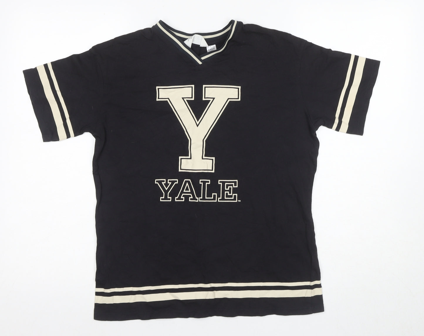 H&M Unisex Kids Black Ringer T-Shirt, 10-11 Years, Yale Logo