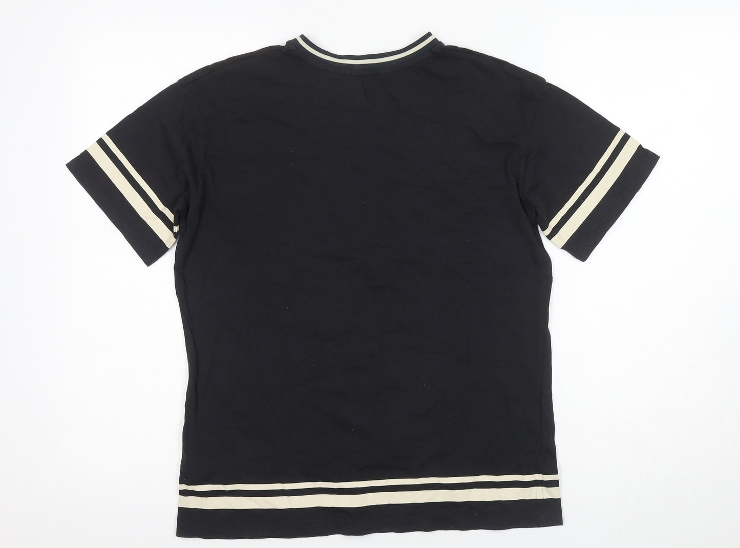 H&M Unisex Kids Black Ringer T-Shirt, 10-11 Years, Yale Logo