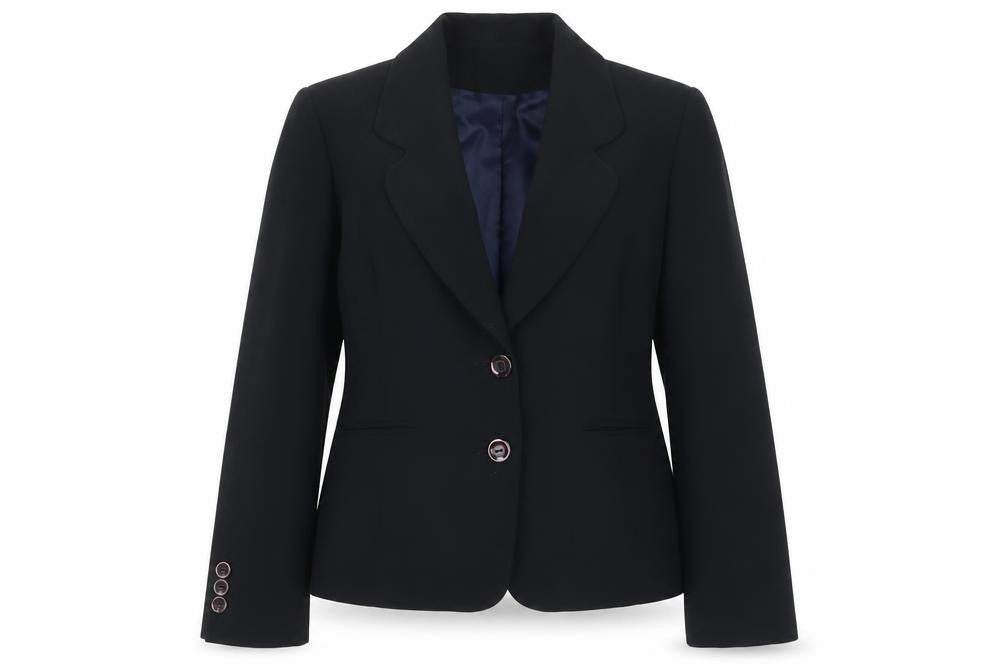 Front view of Konsol Black Women's, size 10, Two-Button Blazer