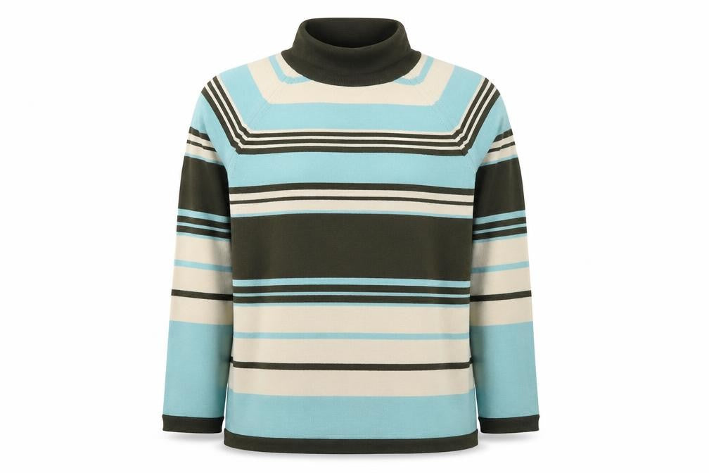 Front view of p4d Women's Multicoloured Roll Neck Jumper