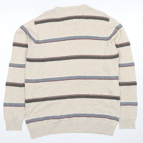 Atlantic Bay Men's Beige Striped Pullover Jumper M