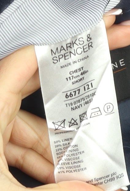 Marks and Spencer Men's Blue Blazer 46 Short