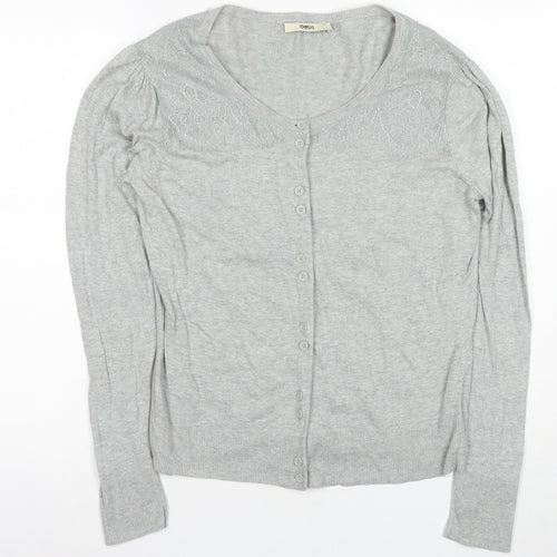 Oasis Women's Grey Long Sleeve Scoop Neck Cardigan