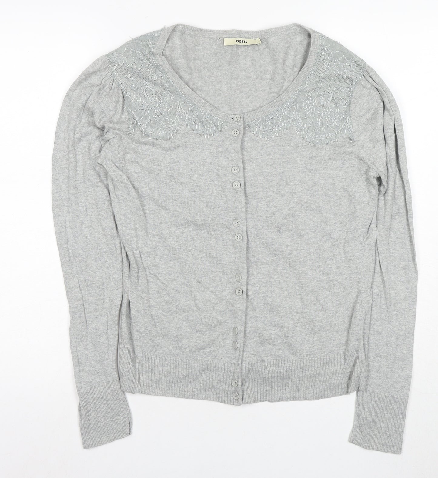 Oasis Women's Grey Long Sleeve Scoop Neck Cardigan