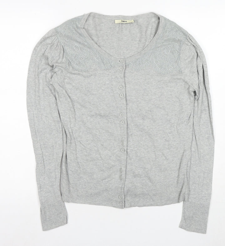 Oasis Women's Grey Long Sleeve Scoop Neck Cardigan