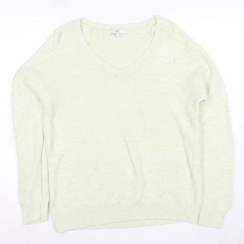 Next Women's Green V-Neck Cotton Jumper, Size S