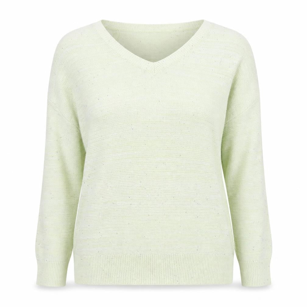 Front view of Next Women's Green V-Neck Cotton Jumper, size S