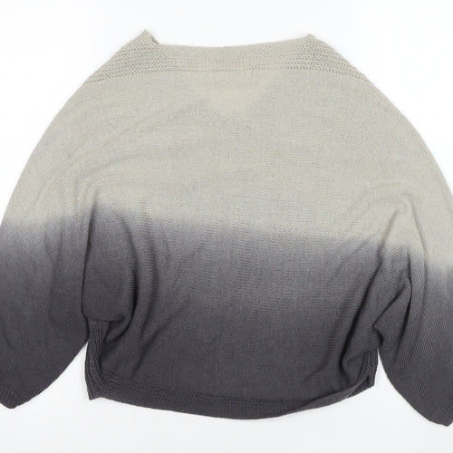 Mixroy Women's Grey V-Neck Chunky Knit Jumper, S