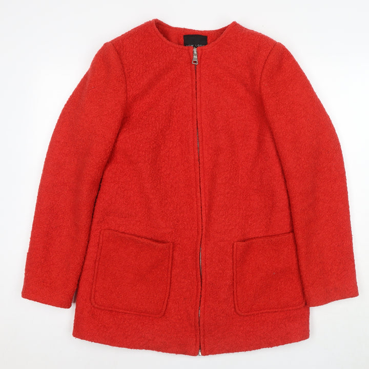 New Look Women's Red Mid-Length Wool Coat Size 10