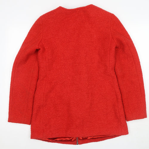 New Look Women's Red Mid-Length Wool Coat Size 10
