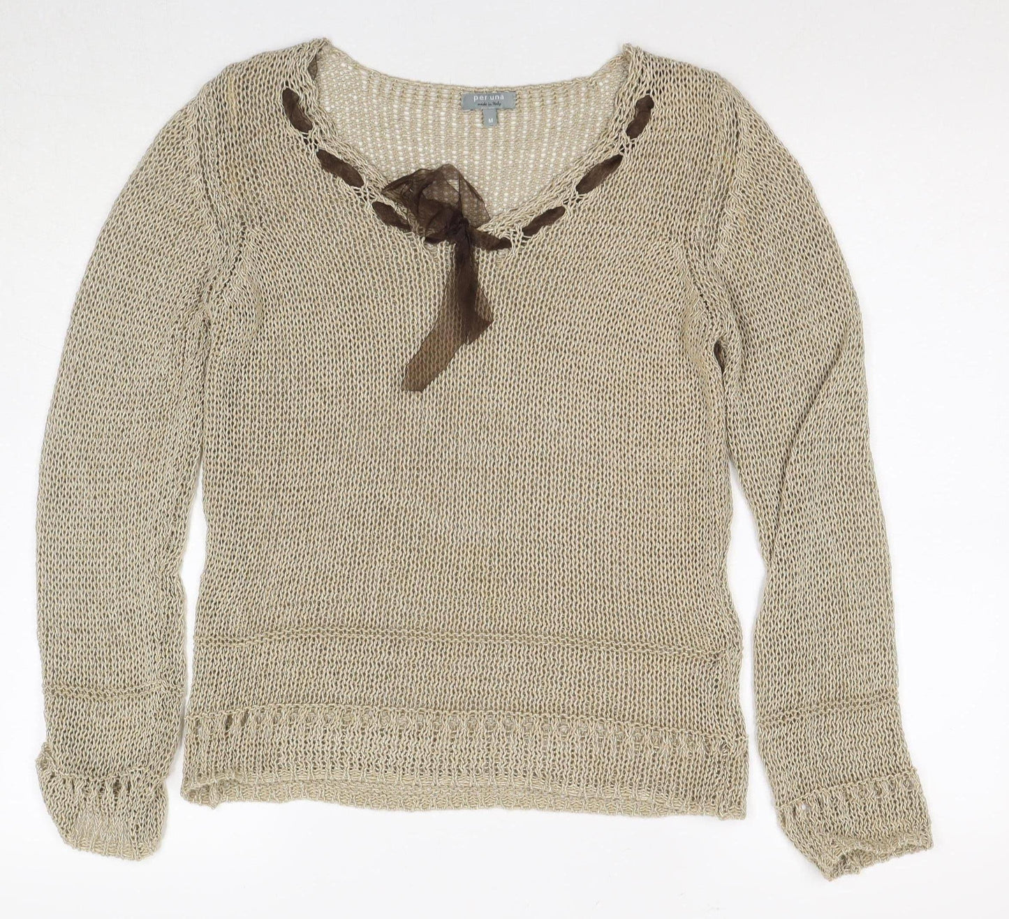 Marks and Spencer Womens Beige M Open-Knit Jumper