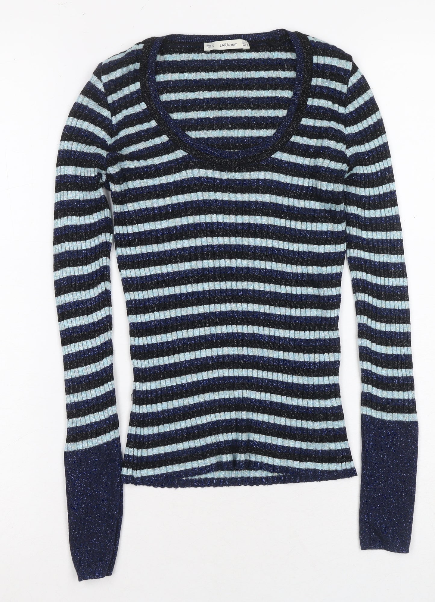 Zara Women's Multicoloured Stripe Pullover Jumper 2XS