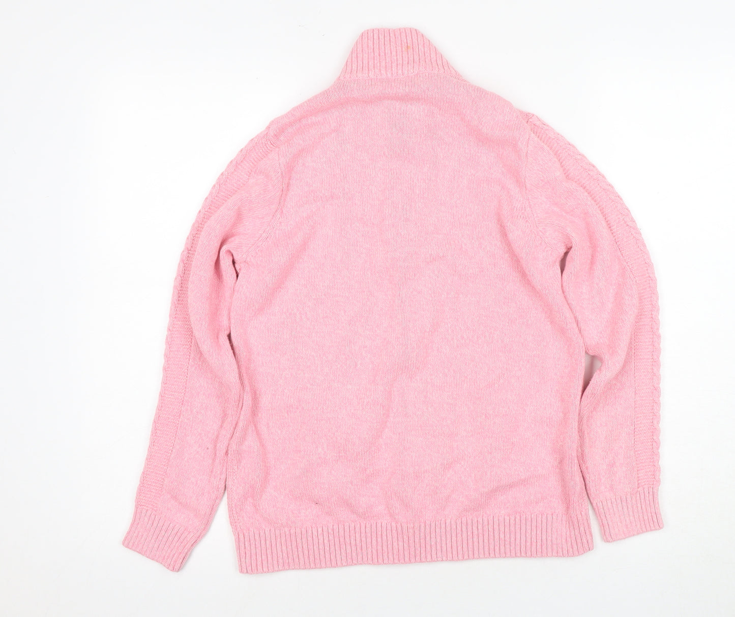 EWM Women's Pink Cable-Knit Cotton Full Zip Jumper - Size 14-16