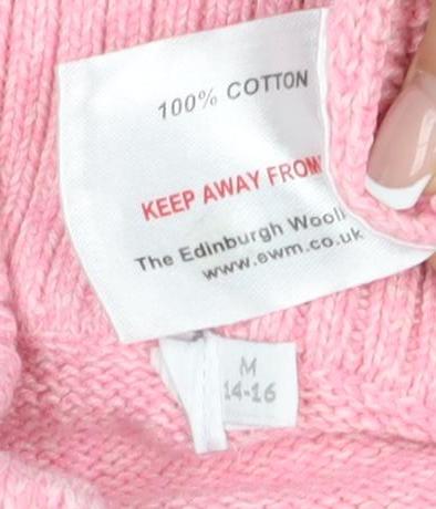 EWM Women's Pink Cable-Knit Cotton Full Zip Jumper - Size 14-16
