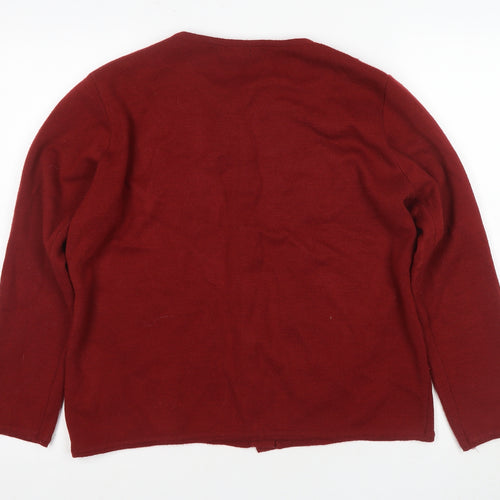 BJM Red Women's Cardigan M Acrylic Beaded Buttons