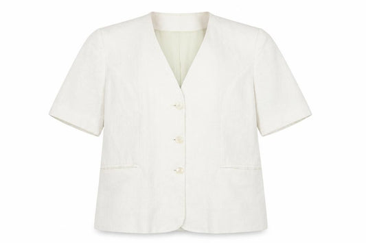 Front view of Debenhams Women’s Ivory Linen Suit Jacket, size UK 14