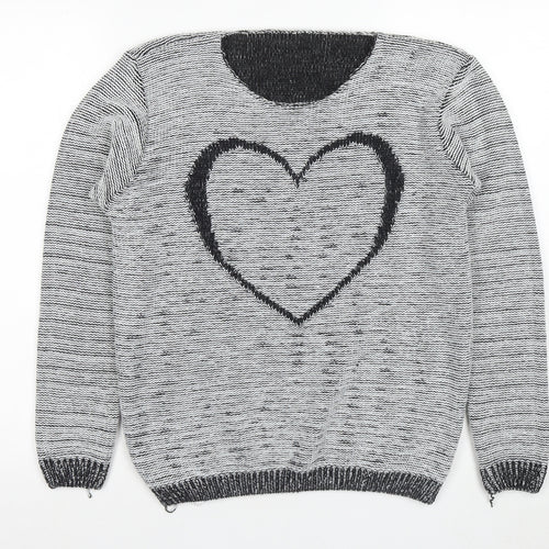 Quiz Women's Black & White Heart Pullover Jumper M