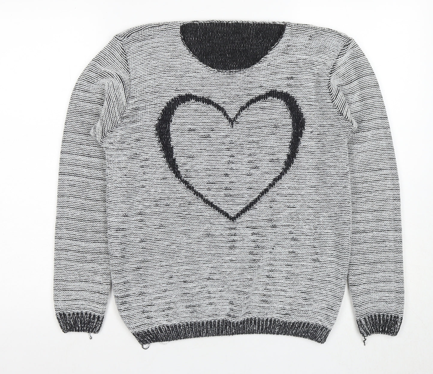Quiz Women's Black & White Heart Pullover Jumper M