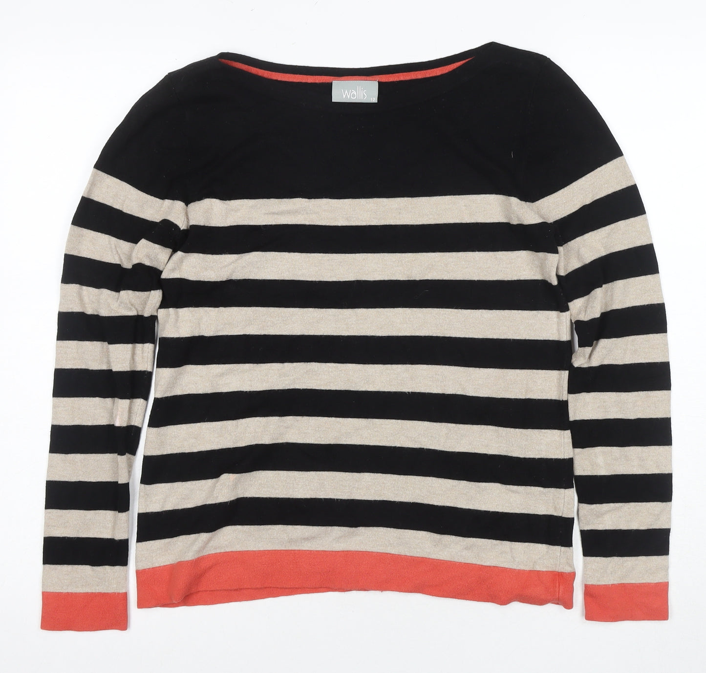 Wallis Women's Striped Jersey Top, Black/Beige, Size 12