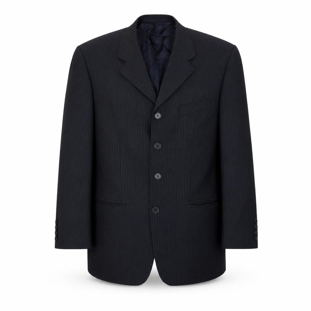 Front view of Jonathan Adams Men's Black Pinstripe Blazer Size 38S