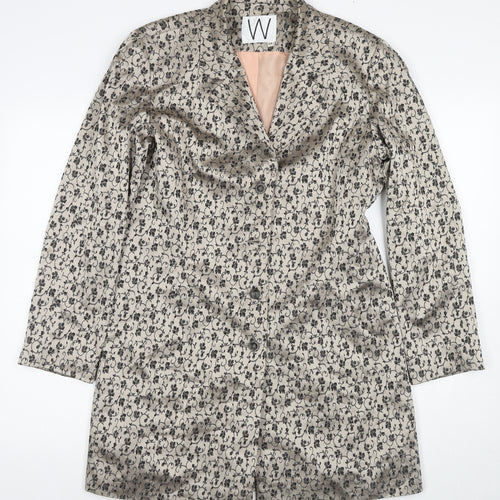 W Women's Beige Floral Overcoat Size 14