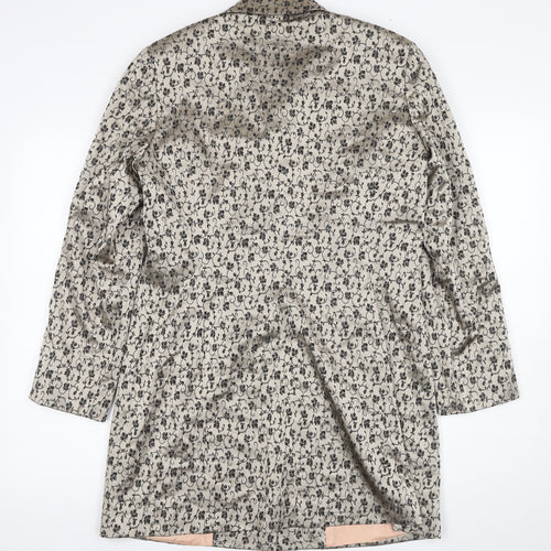 W Women's Beige Floral Overcoat Size 14
