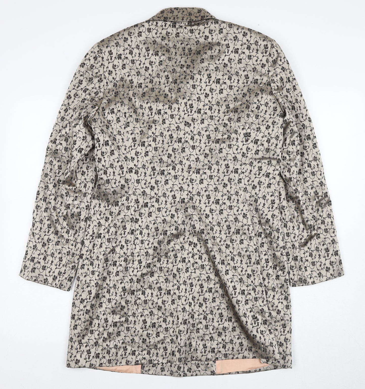 W Women's Beige Floral Overcoat Size 14