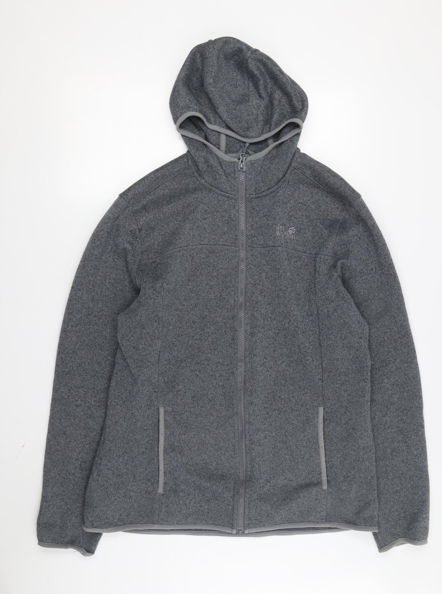 Jack Wolfskin Men's Grey XL Fleece Full Zip Hoodie