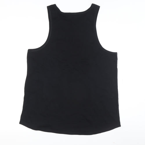Apparel Noir Men's Black Music Sleeveless Cotton T-Shirt