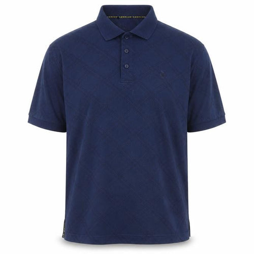 Dunlop Men's Blue Check Polo Shirt Short Sleeve Size L