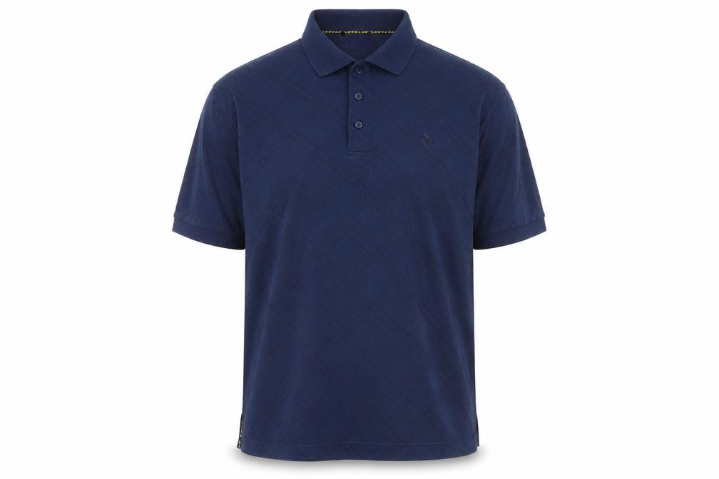 Dunlop Men's Blue Check Polo Shirt Short Sleeve Size L