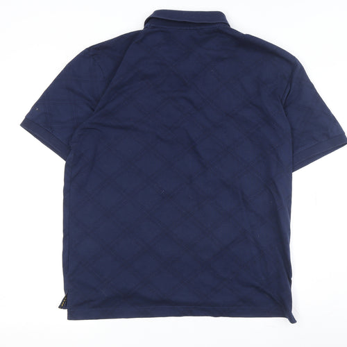 Dunlop Men's Blue Check Polo Shirt Short Sleeve Size L