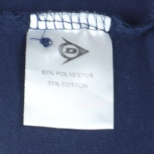 Dunlop Men's Blue Check Polo Shirt Short Sleeve Size L