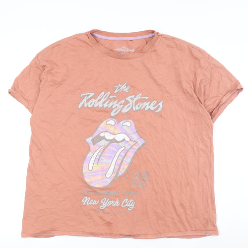 George Women's Orange Rolling Stones T-Shirt, Size 18, Casual