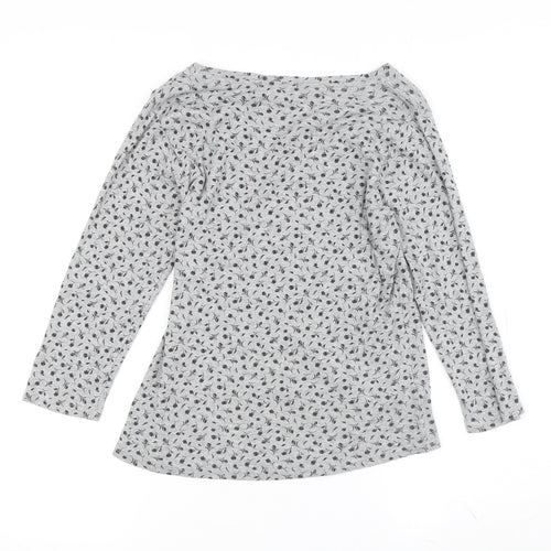 Isle Women's Grey V-Neck Floral Top Size 12