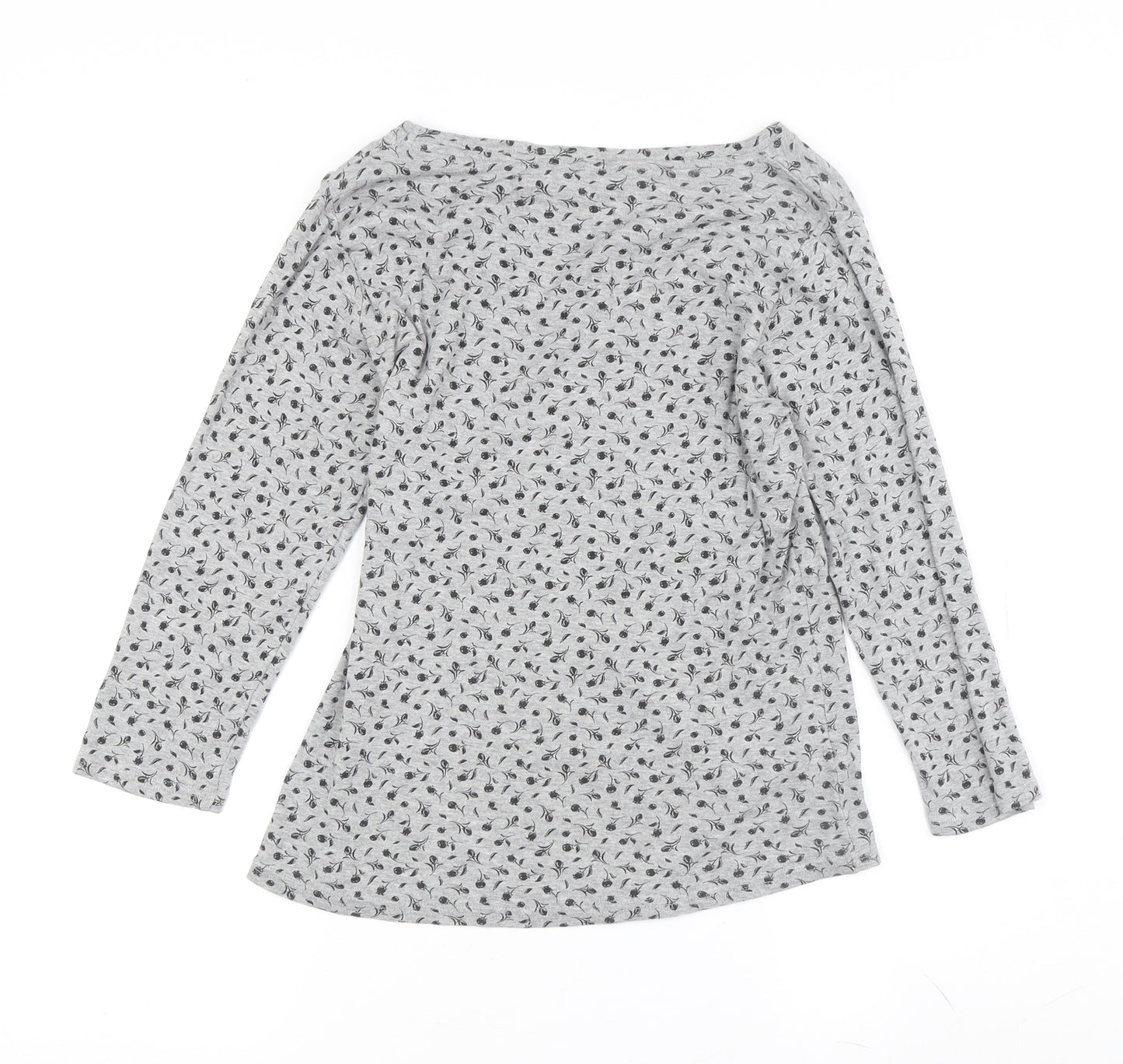 Isle Women's Grey V-Neck Floral Top Size 12
