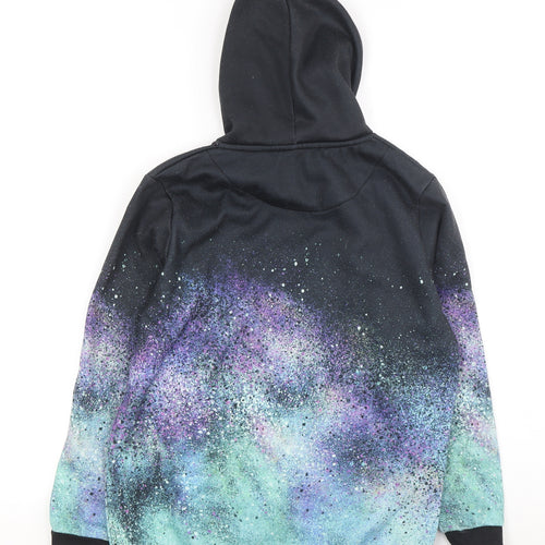DFND Boys Black Multicoloured Hoodie Size 9-10 Galaxy Print