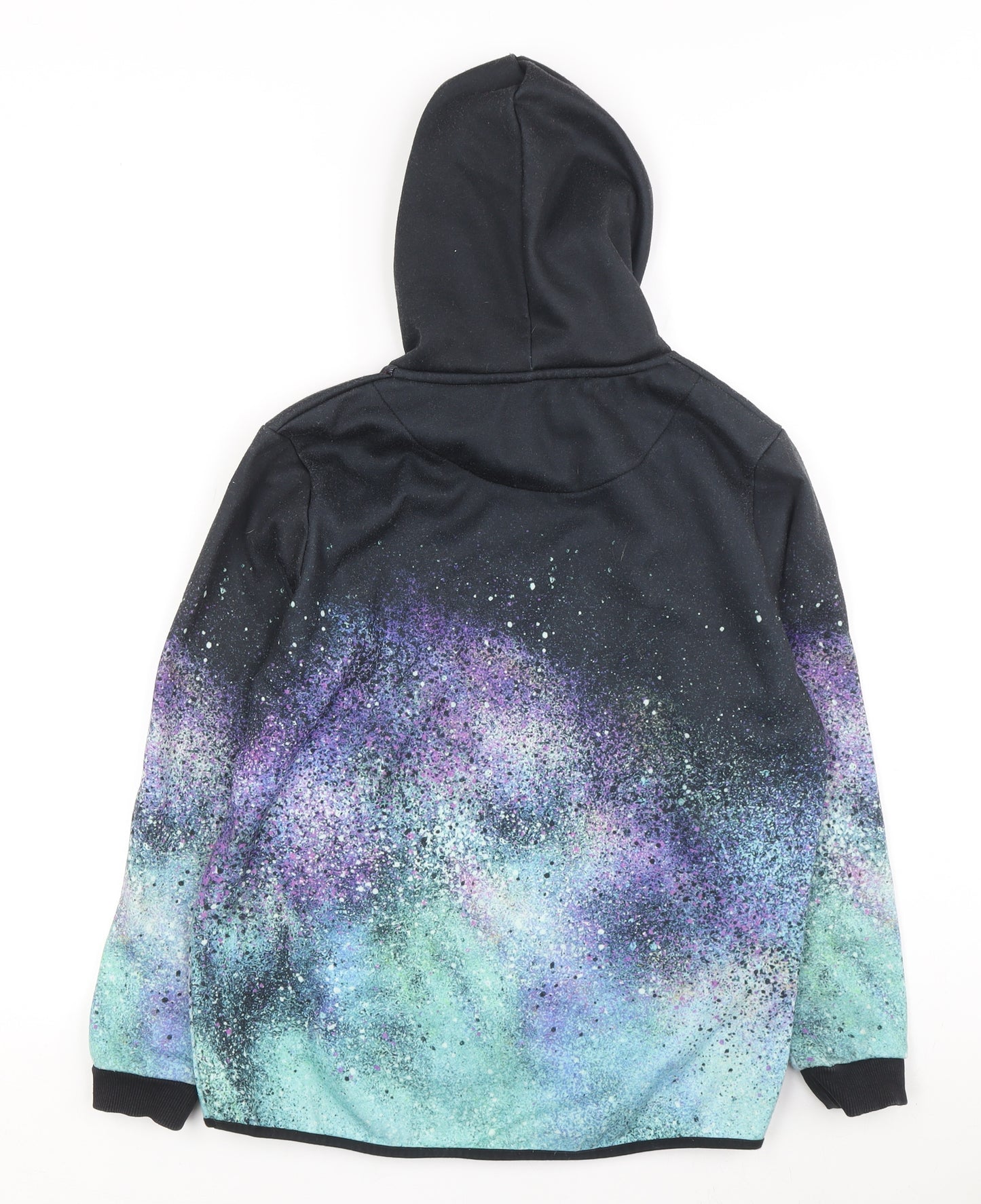 DFND Boys Black Multicoloured Hoodie Size 9-10 Galaxy Print