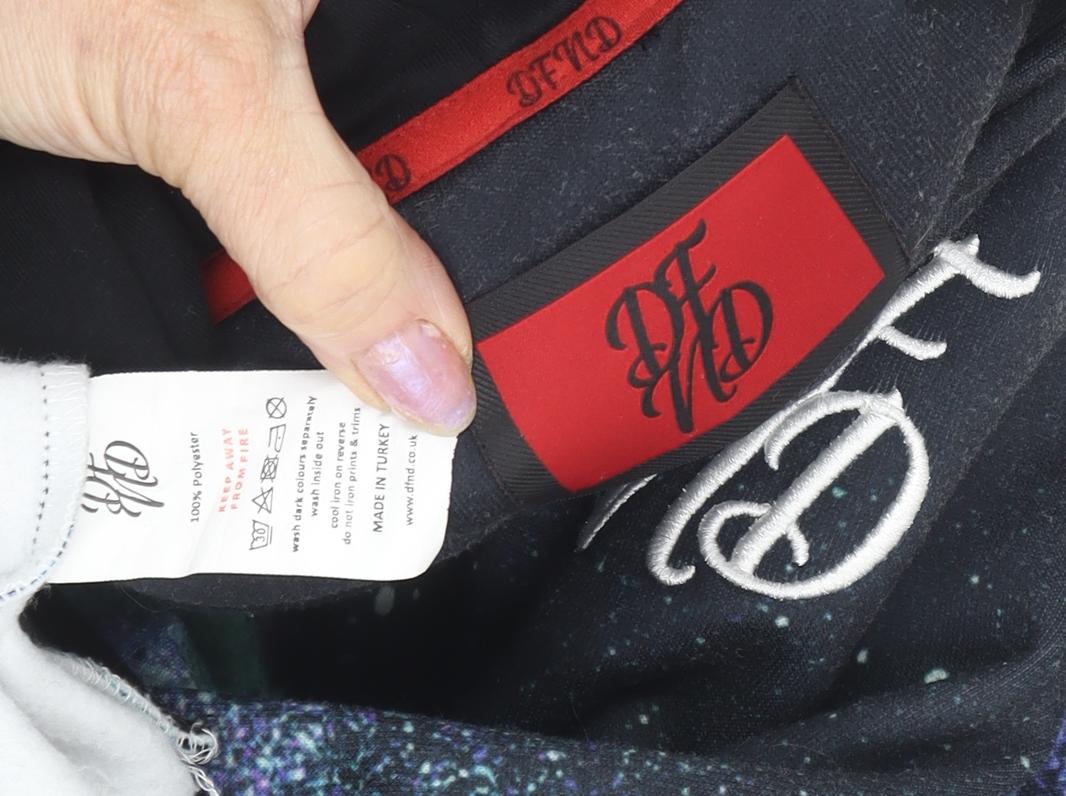 DFND Boys Black Multicoloured Hoodie Size 9-10 Galaxy Print